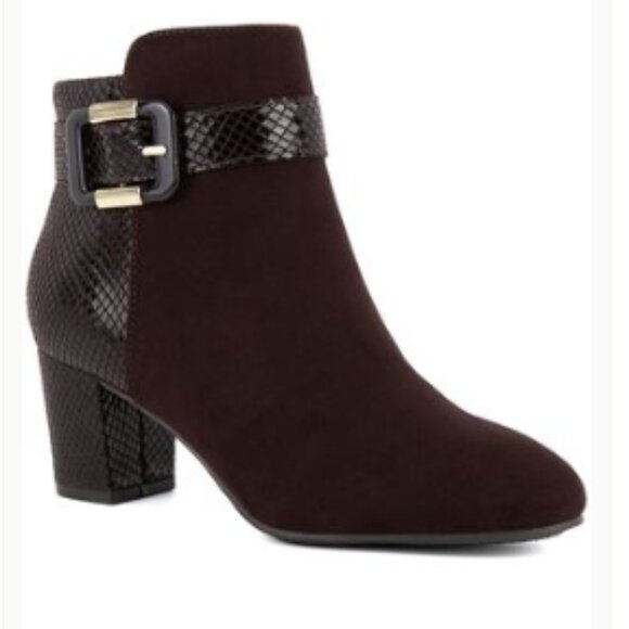 Jones New York Ivyy Buckle Block Heel Booties dark brown - 7 - Picture 1 of 12